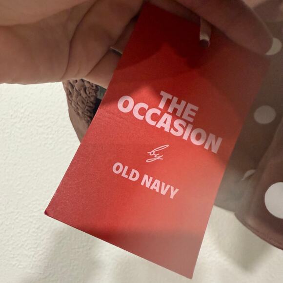 NWT The Occasion by Old Navy Taffeta Cropped Tank Top Brown White Polka Dot M - Picture 4 of 7